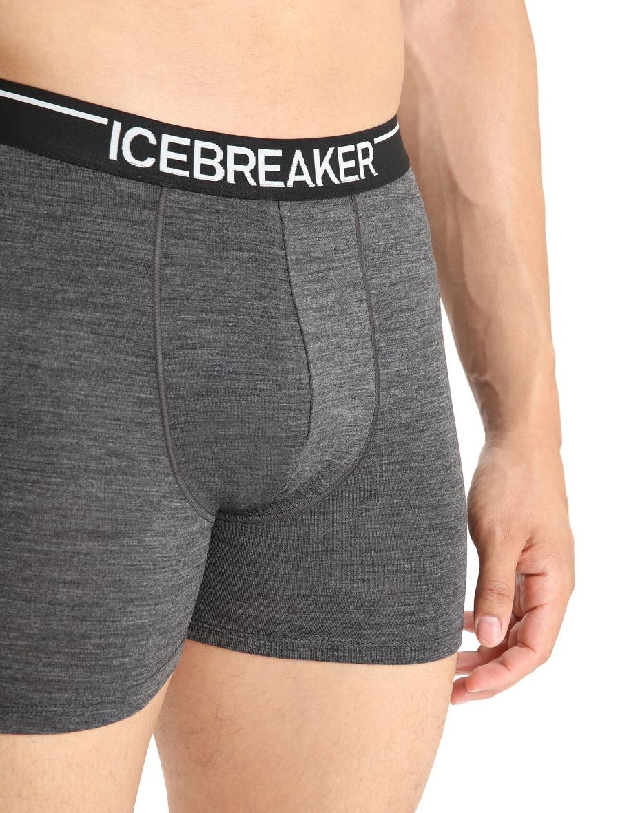 Jet Heather Men's Icebreaker Merino Anatomica Boxers Underwear | USA 1316MQZA